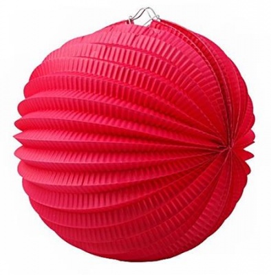 Lampion, kerek, 22 cm, piros
