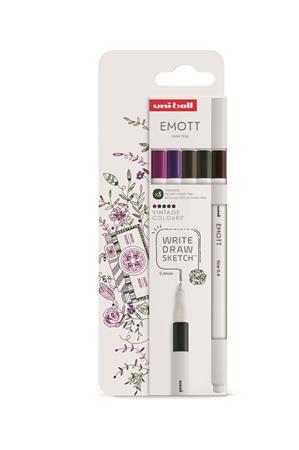 Tűfilc készlet, 0,4 mm, UNI "Emott Vintage", 5 különböző szín
